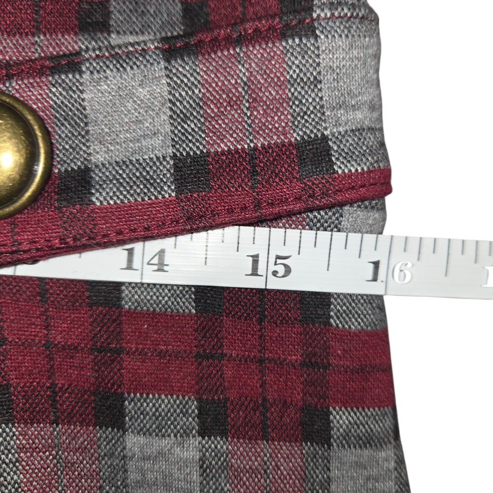 NWOT Modcloth Womens Large Fit & Flare Dress Plaid Burgundy Stretch Preppy - Picture 11 of 15